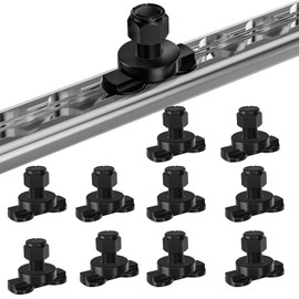 vandrabase 10 Pack L-Track Double Lug Threaded Stud Nut Fitting Tie Down,4500LBS Max Load,Black Heavy Duty Steel, L Track Hook and Accessories for Trailer or Truck Bed Cargo Control – 1.14" Height