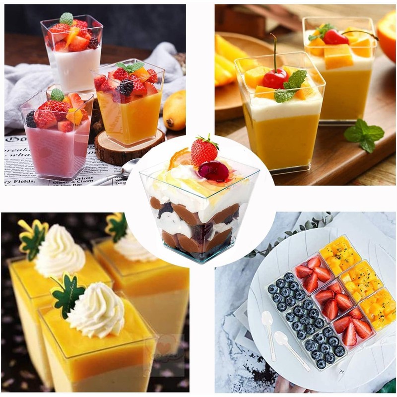 55 Tazas de Postre Cuadradas Con Cucharas Tazas Cuadradas de