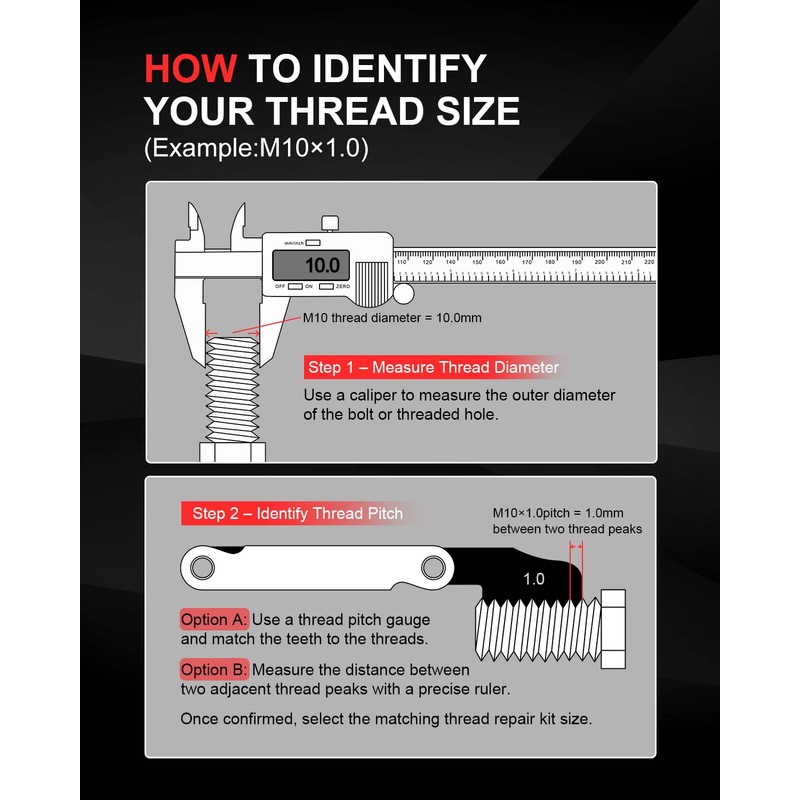 Kolvoii M8×1.25 Helicoil Thread Repair Kit, Metric M8 Helicoil kit