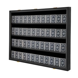Lockable Wood 48 Slot Playing Card Display Case Dustproof UV-Protective Wall Mount Deck Shadow Boxcolor: Black, size: 30.91*24.33*2.17 inch