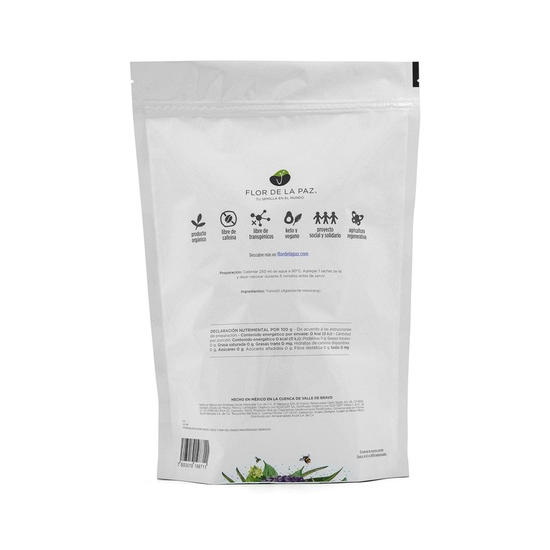 FLOR DE LA PAZ Anochecer, infusión herbal orgánica de toronjil,