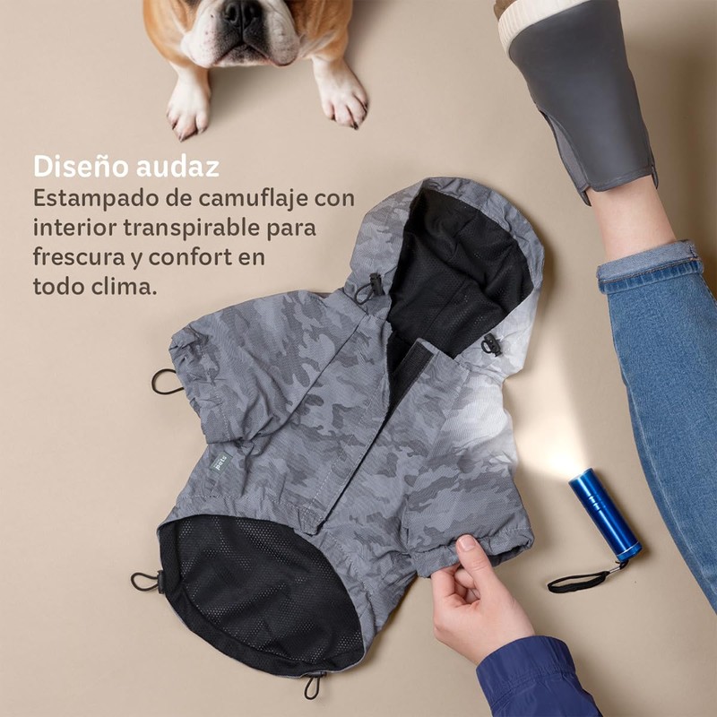 ESQUIMAL Chamarra Impermeable Reflectante para Perro Chaqueta con Capucha (Camuflaje