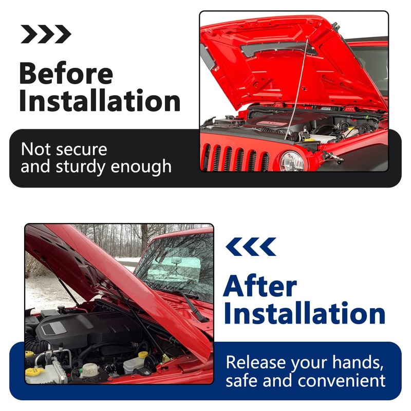 HNeekyr Front Hood Lift Support, Compatible with Jeep Wrangler JK