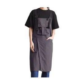JUNA KOOK H-Shape Apron Women Men Work Apron Waterproof Quick-Dry Lightweight Not Easily Fatigued Front Slit Easy to Move Adjustable with 2 Pockets Fashionable Simple Solid Lightweight Breathable Long