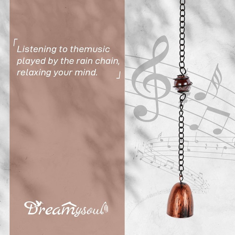 dreamysoul Copper Rain Chains for Outside, 10.43FT with 12 Cups