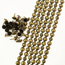 Let's Decorate 5Meters Upholstery Tacks Strips/Decorative Nail Trims of Sofa Headboard Bench, Single Tacks Matched (9.5mm Brass)