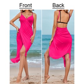 AI'MAGE - Vestido de playa a rayas con diseño de mariposas para mujer, estilo kimono ligero, para playa, tallas S-XL, Rosa Rojo, S