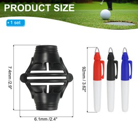 PATIKIL Golf Ball Marker Stencil 360 Degree Triple Track Golf Ball Alignment Marking Tool Line Drawing Marker with Marker Pens for Men Women, Black