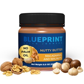 Blueprint Bryan Johnson Mantequilla De Nueces - Nueces De Macadamia Y Nueces - Solo 3 Ingredientes - Sin Aceite De Palma - Snack Keto Y Bajo En Carb - Sin Azúcar Agregado, Vegano, Sin Ogm, K
