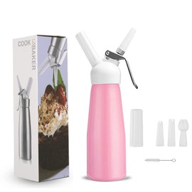 Professional Whipped Cream Dispenser, Aluminum Whipped Cream Canister, Whipped Cream Maker with 3 Decorating Nozzles and 1 Brush or Making Desserts Gourmet Cream