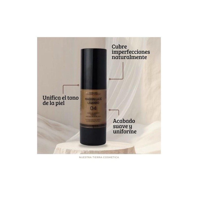 Nuestra Tierra Maquillaje Líquido Orgánico Tono Libre Aceites Cruelty Free