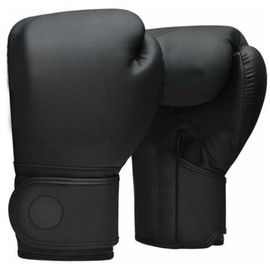 Leather Boxing Gloves - Cow Hide Leather Muay Thai Fighting Gloves With Foam Core and Layers of Gel -Punch Bag Mitts - Shock Absorbing Thumb Lock Protection Sparring Glove (Black, 16 oz)