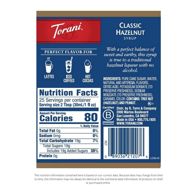 Torani Syrup, Classic Hazelnut, 25.4 Ounces (Pack of 4)