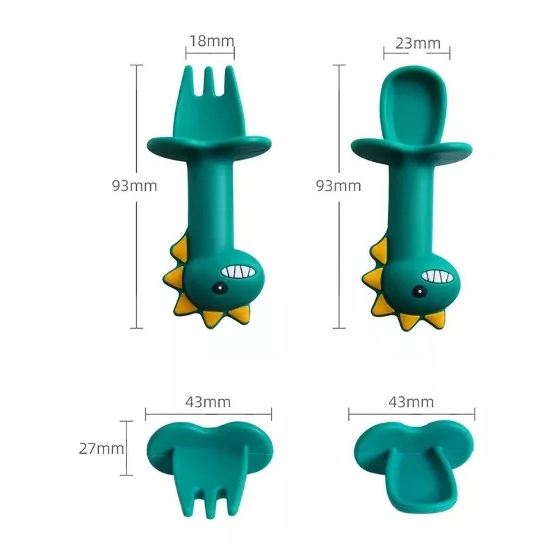 Luxury Duo Cubierto De Bebes Tenedor Cuchara Anti-asfixia Papilla