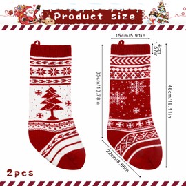 Valicaer Christmas Stocking Gift Bag, 2 Pieces Christmas Decoration Stockings Christmas Decoration Stockings Hanging Santa Stocking for Hanging Christmas Tree Socks Santa Socks for Fireplace Wall