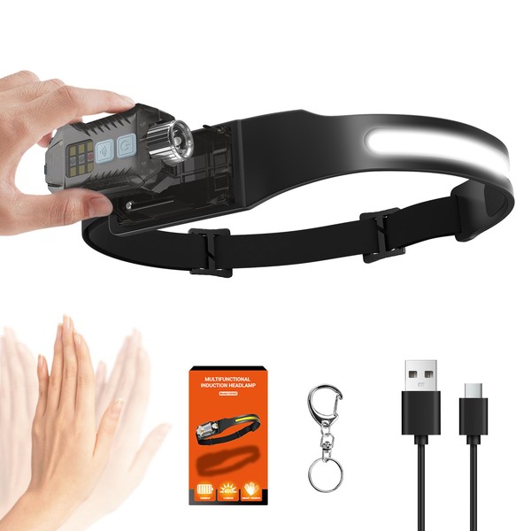 Headlamp LED Rechargeable Head Torch 1200 mAh 230° Wide Angle