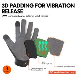 Vgo... 3 Pairs of Spandex and Synthetic Leather Work Gloves for Warehouse, Crafts and Mechanics Work, Inner Foam Layer Palm (SL7584)