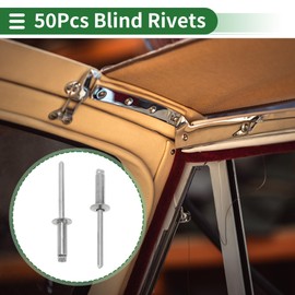 Motoforti Dome Head Large Flange Blind Rivets 4.8mm Grip Diameter 16mm Grip Length 9.35mm Flange Diameter Stainless Steel Silver Tone 50 Pcs