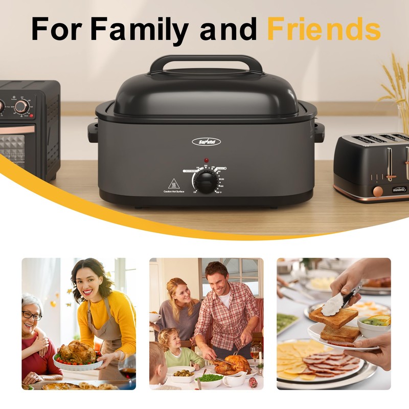 SUNVIVIPRO Roaster Oven, Electric Roaster Oven with Viewing Lid, Large