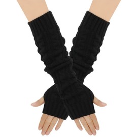 1 Pairs Knitted Black Arm Warmer,Fashion Fingerless Long Gloves for Women Adult,Autumn Winter Warmers Accessories for Girls,Outdoor Riding Walking Accessories Mittens for Arm Sleeve Daily Life