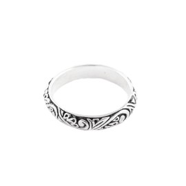 Narrow Medieval Ring Tara 4 mm Vintage Elves Ornamental Midi Silver Ring, Fabric jewellery bag