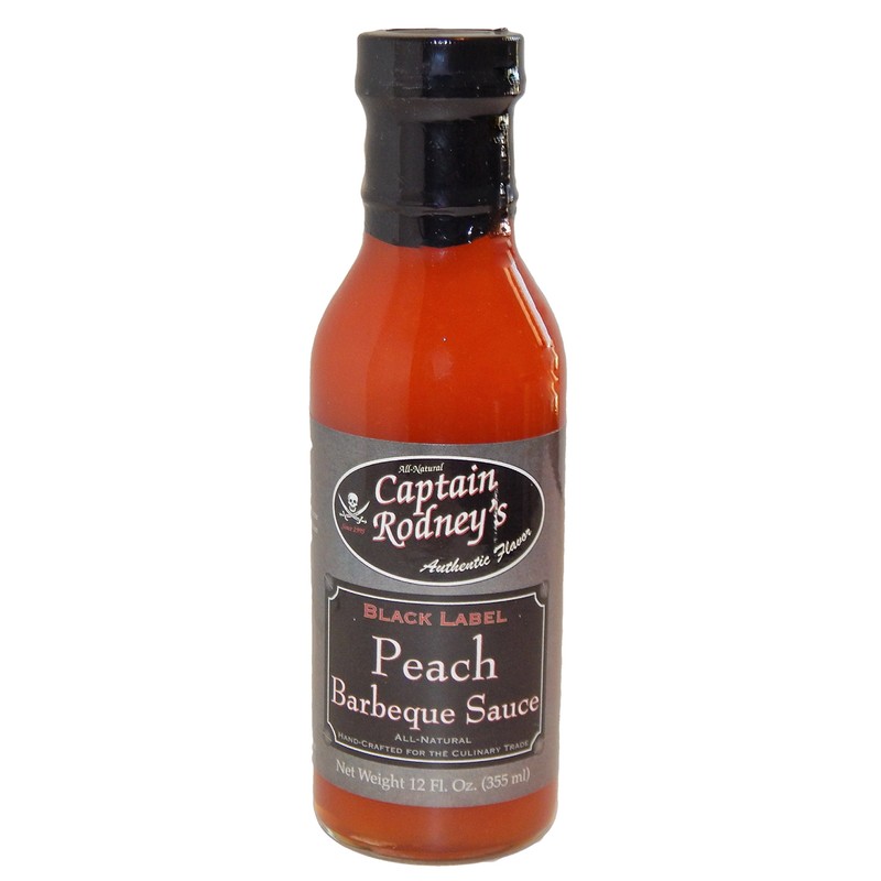 Captain Rodney's Black Label Peach BBQ Sauce - 12 Fl