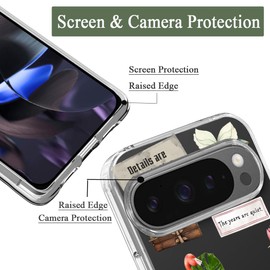 Unov Case Compatible with Pixel 9 Pixel 9 Pro Case Clear with Design Soft TPU Shock Absorption Slim Embossed Pattern Protective Back Cover (Quotes Collage)