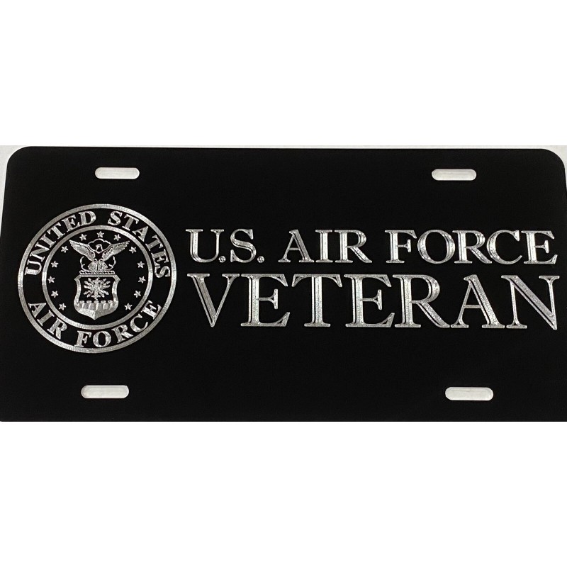 Diamond Etched Products REFLECTIVE US Air Force Veteran Car Tag