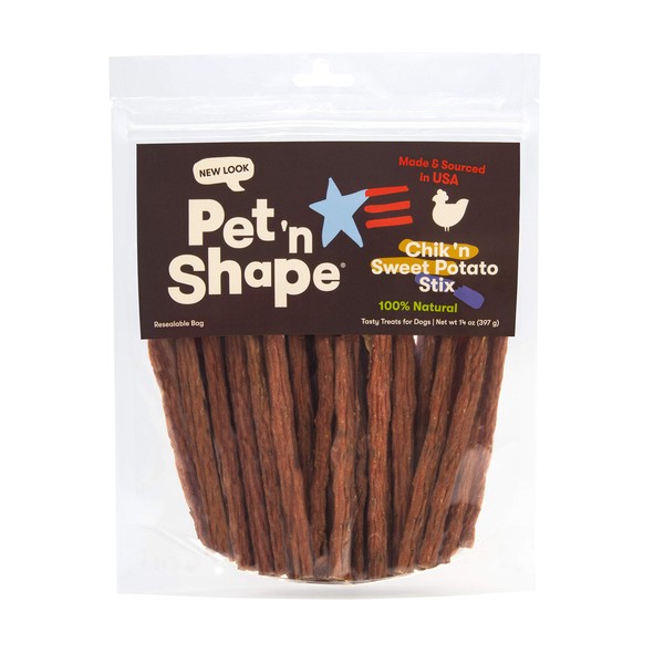 Pet 'n Shape Chik 'n Sweet Potato Stix – Made and Sourced in the USA- Natural Healthy Dog Treats, 14 Ounce