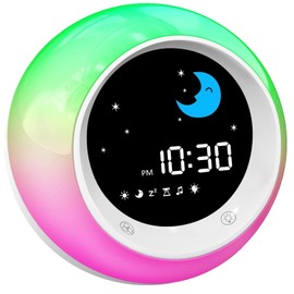 FiveHome Kids Alarm Clock, Sleep Trainer Clock with Sun & Moon, Sleep Sound Machine, Timer Night Light, OK to Wake Clock for Kids and Toddlers