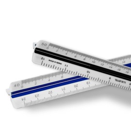 2 Pack Pacific Arc Engineer Triangle Scale Ruler 12 Inch with Etched Markings in Fully Divided 10, 20, 30, 40, 50, and 60 Parts to The inch