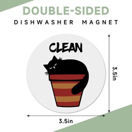 MBRUH Funny Cat Themed Dishwasher Magnet Clean Dirty Sign, Double Sided Clean Dirty Dish Washer Magnet Indicator for Kitchen Dishwasher, Novelty Gift for Cat Lovers Kitchen Decor B