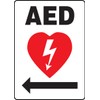 Accuform MFSD418VS Adhesive Vinyl Safety Sign, Legend "AED (Arrow Left)"