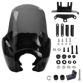 FATECIM 5.75" Headlight Fairing with 15" Smoke Windshield & Mounting Kit For Harley Softail Street Bob FXBB 2018-2020, FXBBS 2021-2024, Softail Standard FXST2020-2022, Softail Low Rider FXLR 2018-2020
