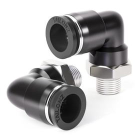 TAILONZ PNEUMATIC Male Elbow 1/2 Inch Tube OD x 1/4 Inch NPT Thread 90 Push to Connect Fittings PL-1/2-N2 (Pack of 5)