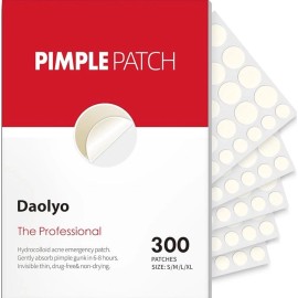 Daolyo Pimple Patches for Face, 4 Size 300 Counts Acne Patches, W Tea Tree Oil !