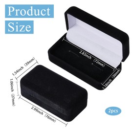 CHGCRAFT 2 Pcs Velvet Cufflink Tie Clip Box Black Flocking Storage Gift Jewelry Display for Engagement Birthday Anniversary, 2.99x1.54 inch