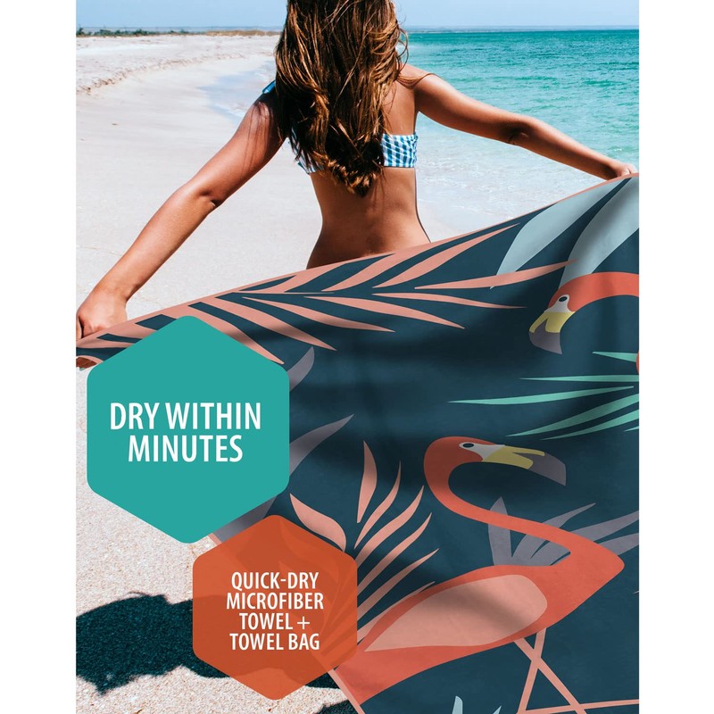VENTURE 4TH Microfiber Beach Towel: Quick-Dry, Compact, Sand-Free, Absorbent, Sandproof