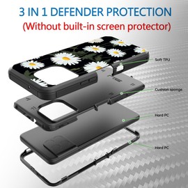 GFEWYTJYJ for Revvl 7 Pro 5G Case,Shockproof 3-Layer Full Body Protection Rugged Heavy Duty High Impact Hard Cover Case for T-Mobile Revvl 7 Pro 5G 6.78",White Daisy Flower
