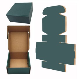 25 Pack Corrugated Packaging Box Mailers Shipping, Green Recyclable Cardboard Small Gift Mailer Boxes for Shipping Packaging Craft Gifts Giving Products (4x4x2 inch, Green)