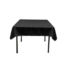 LA Linen Polyester Poplin Washable Square Tablecloth, Stain and Wrinkle Resistant Table Cover 58x58, Fabric Table Cloth for Dinning, Kitchen, Party, Holiday 58 by 58-Inch, Black