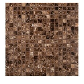 5/8 x 5/8 Dark Emperador Marble Polished Mosaics Meshed on 12" X 12" Tiles for Bathroom Flooring, Kitchen Backsplash, Shower Walls