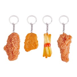 WEWAYSMILE 4 Pcs Food Bracelet Keychain Chicken Wing Keychain for Home Office Car