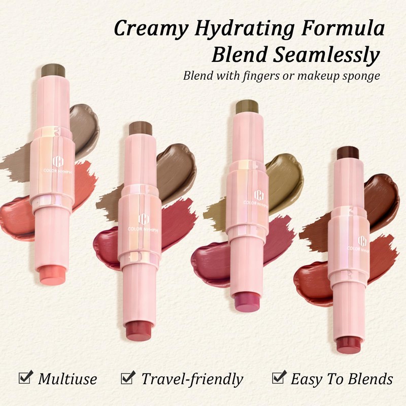 Cream Blush Contour Stick, Double-end Makeup Stick Multiuse Blush Butter