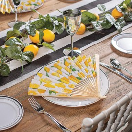 Fun Express Bulk 48 Pieces Lemon Printed Folding Hand Fans