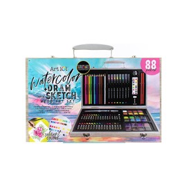 Art 101 Watercolor Draw and Sketch Drawing Kit, Assorted Colors, 88 Pieces (53088)