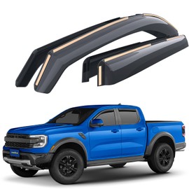 Goodyear Shatterproof in-Channel Window Deflectors for Ford Ranger 2024-2026 SuperCrew, Rain Guards, Window Visors for Cars, Vent Deflector, Car Accessories, 4 pcs - GY008446