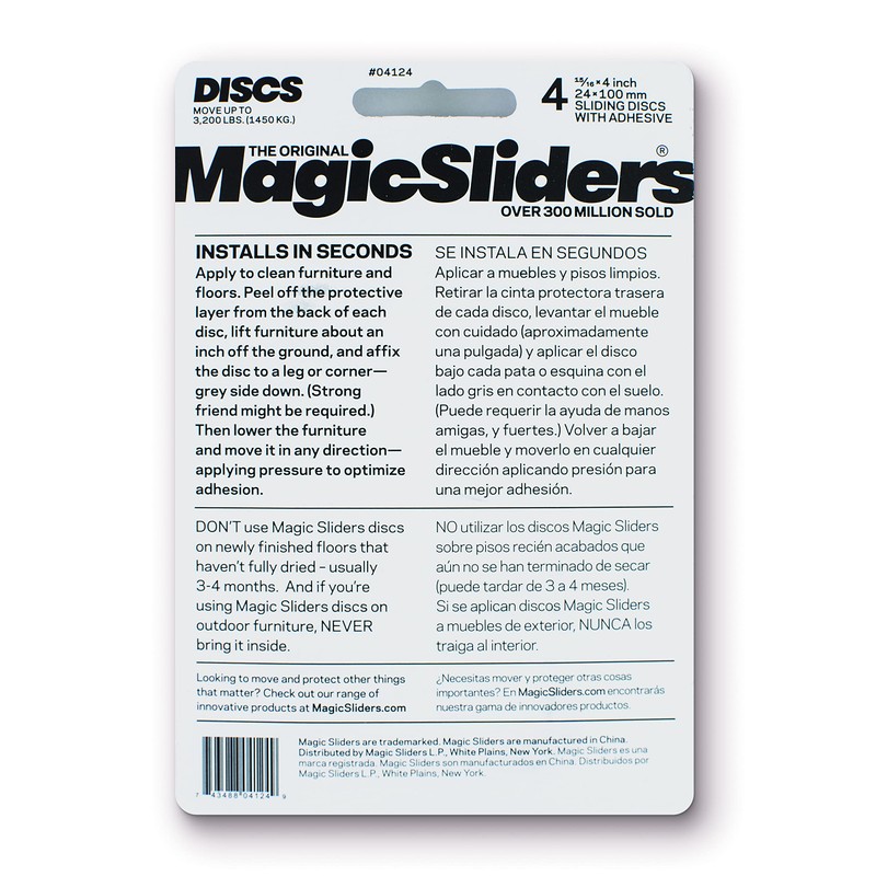 Magic Slider Rectangular Self-Stick Furniture Sliders 15/16" x 4", Heavy