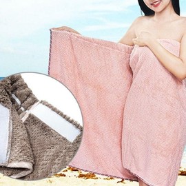 Non-shedding Squeeze Microfiber Wrap Beach Shower Towel Robe Bath Accessories Golf Women massage brown