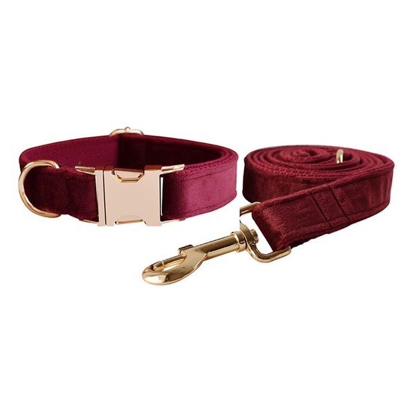 Velvet Dog Collar and Leash Set, Soft & Comfy Dog